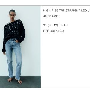 Zara high rise straight leg Jean